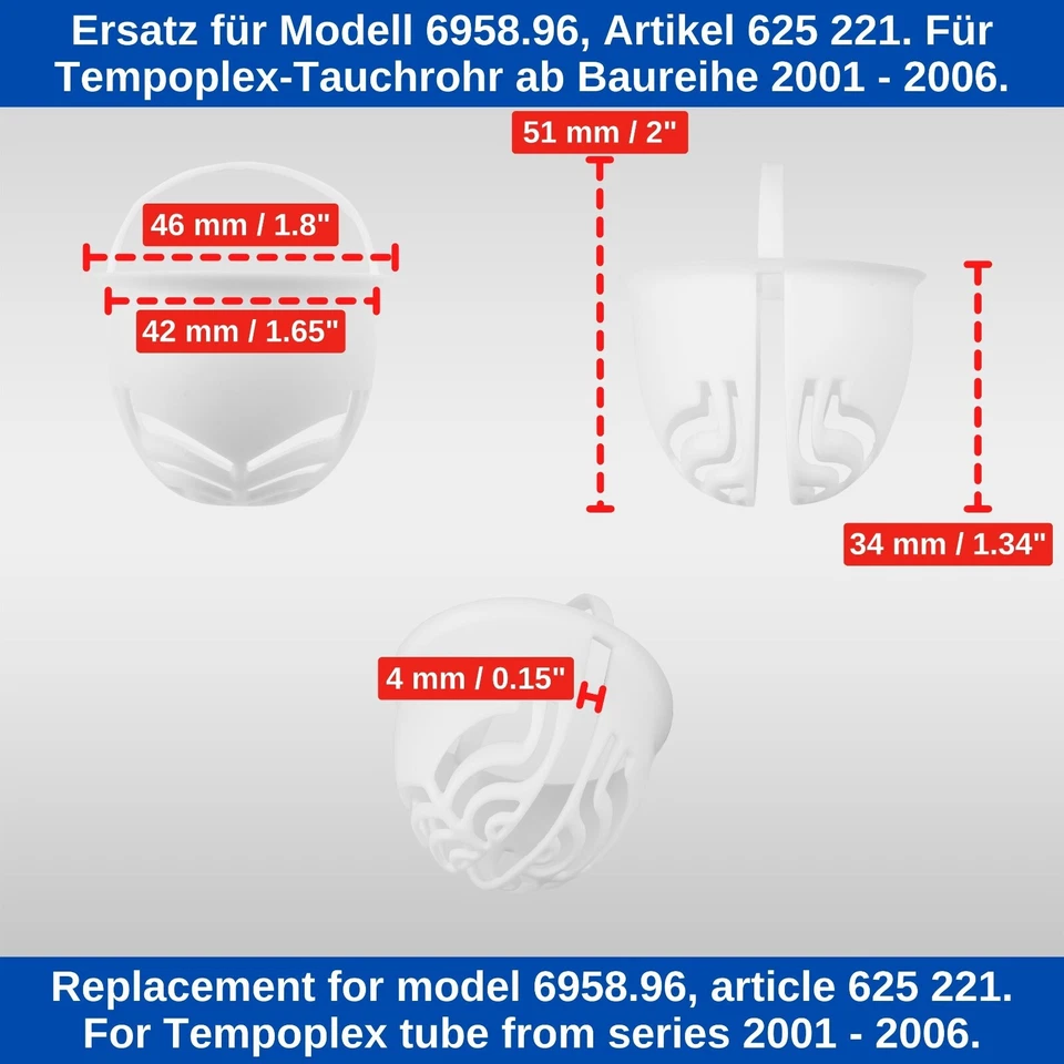 Haarsieb Dusche passend für Viega Tempoplex 2001-2006 Tauchrohr Haarfänger Sieb - Bild 4 von 4