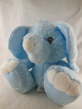 Aurora Baby Taddle Toes Blue Plush Satin ELEPHANT 10" sitting size
