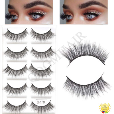 US 3D False Mink Lashes Thick Long Natural Look Cross Full Volume Fake Eyelashes