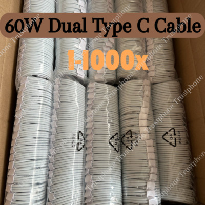 Bulk Lot 3/6FT Type USB-C to USB-C Cable 60W Fast Charging PD Cord Rapid Charger