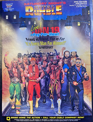 1991 Vintage Magazine Advertisement Sunday Night Royal Rumble Pay-Per-View