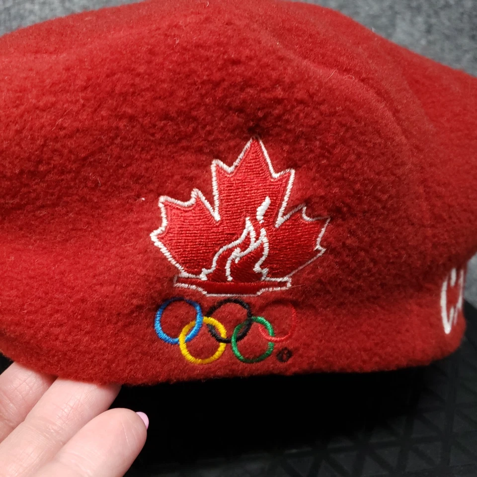 复古根田运动帽男式 L 大号红色加拿大奥运会贝雷帽贝克男孩 — 第 3/4 张图片
