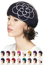 C.C Women's Flower Pendant Winter Cable Knit Headband Headwrap Earmuff