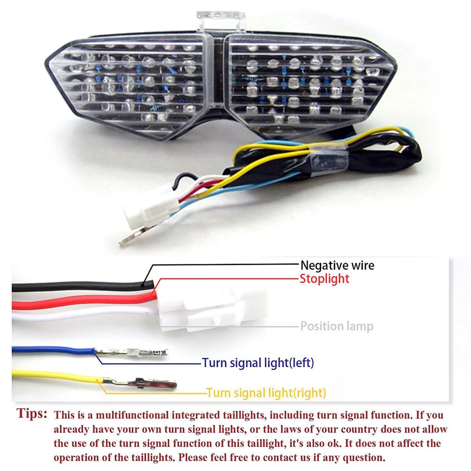 Señales de giro de luz trasera LED integradas para Yamaha YZF R6 03-05 YZF R6S transparente F07 Foto 2 de 4
