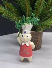 2001 Pillsbury Doughboy Kiss The Cook Christmas Ornament Danbury Mint Mistletoe 