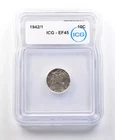 1942/1 Overdate Mercury Silver Dime 10C 1942/41 ICG-EF45 XF45