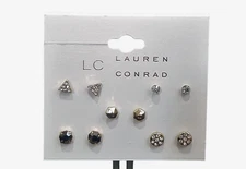 LC Lauren Conrad Women's Stud Earrings Gift Set Gold Plated Rhinestone NWT