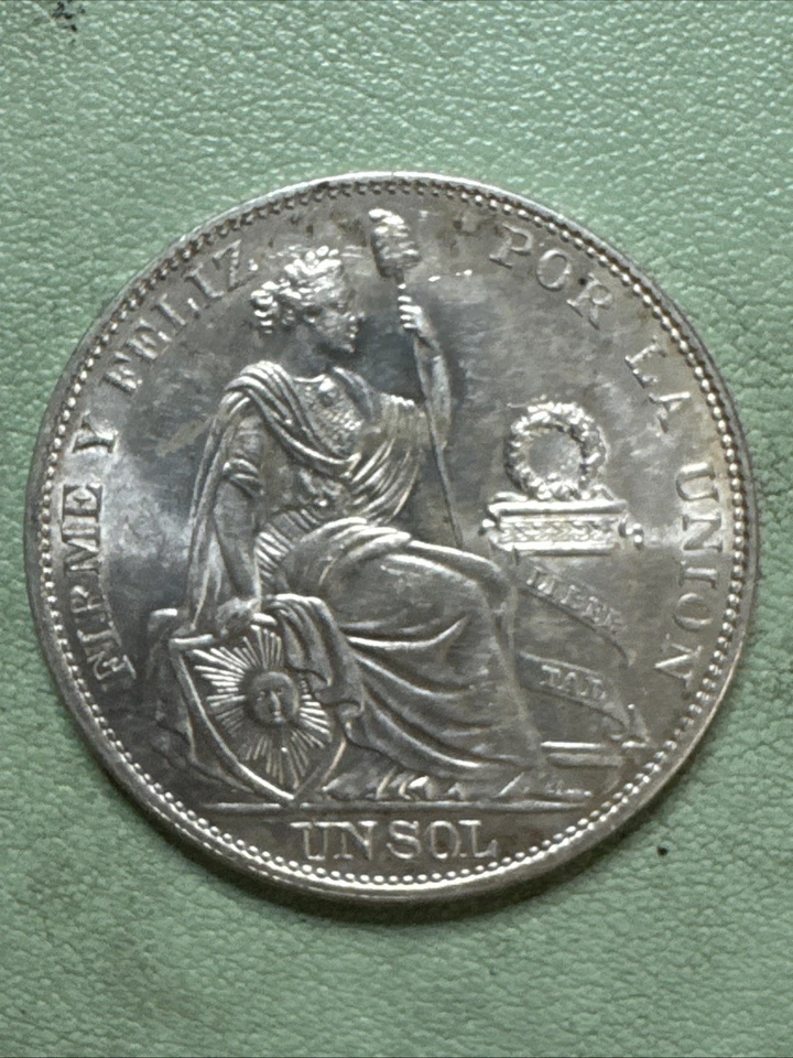 1916 Uncirculated Peru 1 Un Sol Silver Coin - BU Nice Luster - Image 2 of 4