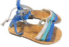 baby Gap NWT Girl's 6 Blue Strappy Patent Sandals w/ Cork Insole FREE SHIPPING