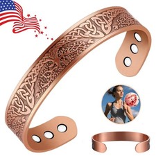 Men's Bracelet Magnetic Therapy Arthritis Pain Relief Pure Solid Copper Bangle