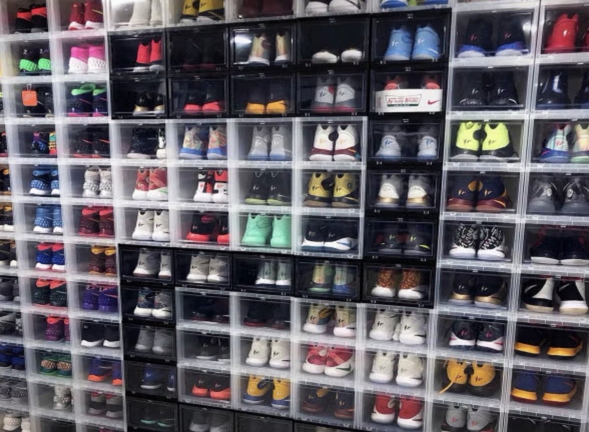 Magnetic Shoe Storage Box Drop Front Sneaker Case Stackable