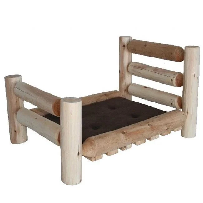 HomeRoots 370364 Cedar Log Small Replica Pet Bed Rustic & Natural