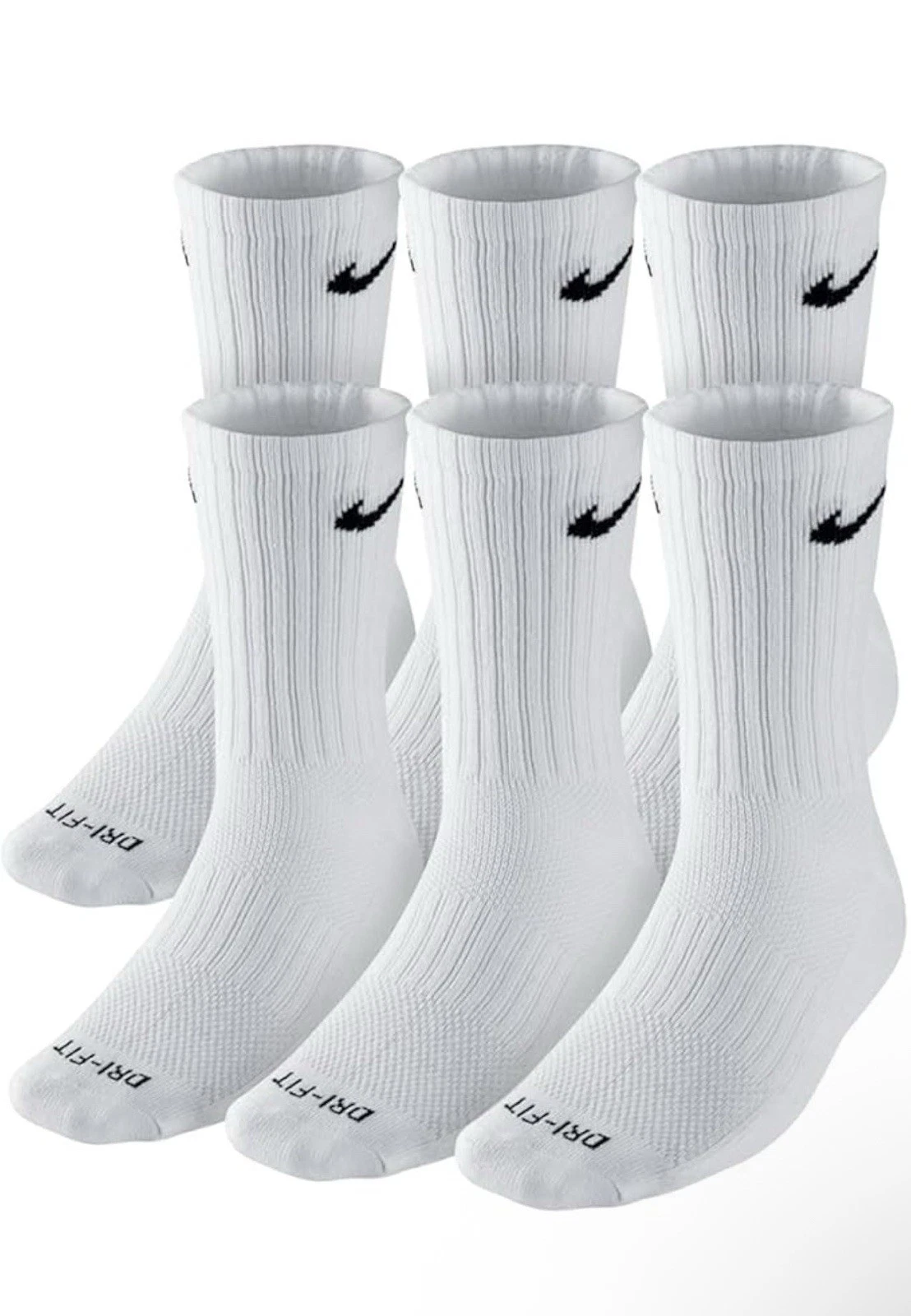 NIKE Dri-FIT Everyday Training 6-Pack Crew Socks Large (8-12) White
Opens in a new window or tab