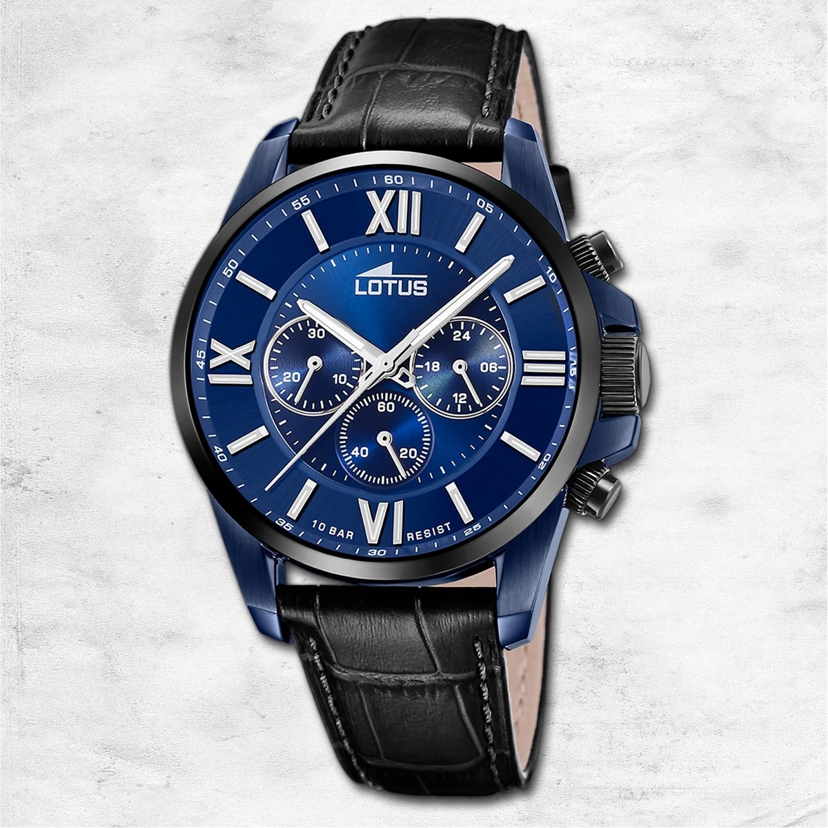 Lotus orologio uomo con cinturino in pelle nero e quadrante nero 18954/3 | Gioielli Antonio Moscariello