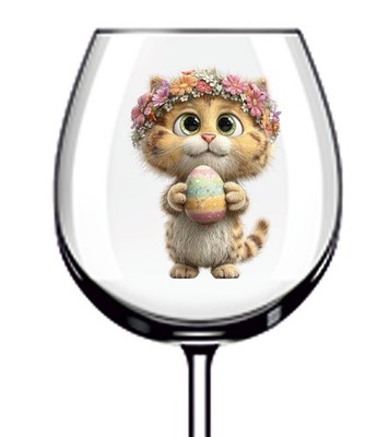 12x Ostern Katze Kätzchen Vinyl Aufkleber Abziehbild Becher Weinglas Flasche Laptop Becher