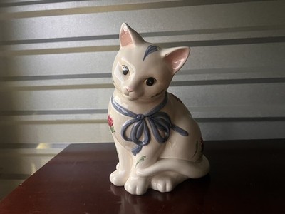 Lenox Poppies On Blue Ceramic Cat Cookie Jar, Barnyard Collection