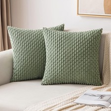 MIULEE Throw Pillow Covers Soft Corduroy 18" x Pack of 2 , Sage Green