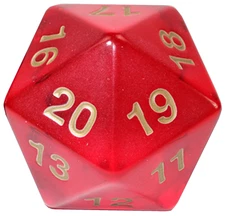 Koplow Games 55mm D20 Translucent Red Gold Countdown Die Life Counter Spindown