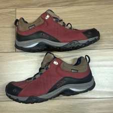 Oboz Red Leather Waterproof Hiking Trail Shoes Sneakers Size 8