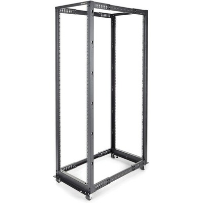 StarTech 4-Post 42U Mobile Open Frame Server Rack, 19'' Network Rack with Wheels