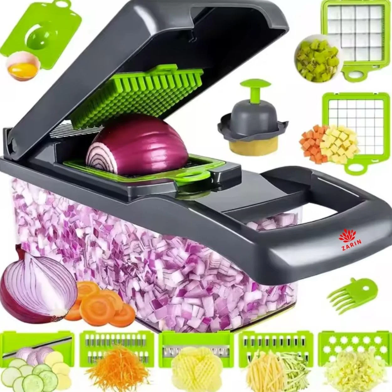 16‑in‑1 Vegetable Chopper & Slicer – Multi-Function Kitchen Gadget for Onions...