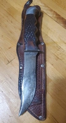 Early Vtg SCHRADE WALDEN 147 Carbon Steel Fixed Blade Hunting