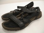 Women's 11 M Teva Cabrillo Crossover Black Leather Low Wedge Sandals Gladiator