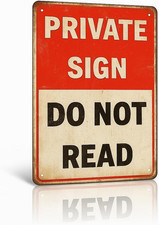 Funny Private Sign Do Not Read Tin Sign, Vintage Metal Wall Decor