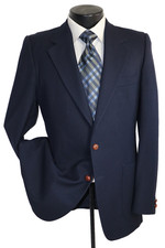 Yves Saint Laurent YSL solid blue 2button side vents wool Vtg blazer jacket 38R