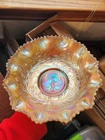 Super Crown Crystal Carnival Glass Marigold Australian Shrike Large Bowl