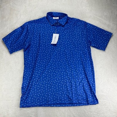 NWT Collars & Co Featherweight Polo Shirt Mens XL Tequila Shot Blue Dress Collar