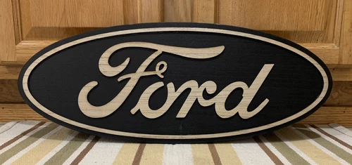 Ford Sign Wood Wall Decor Garage Truck Car Vintage Style Gas Oil Bar Pub Black