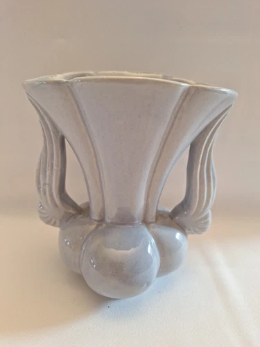 Vintage Niloak Pottery Light Blue Winged Victory Double Handled Vase 6"