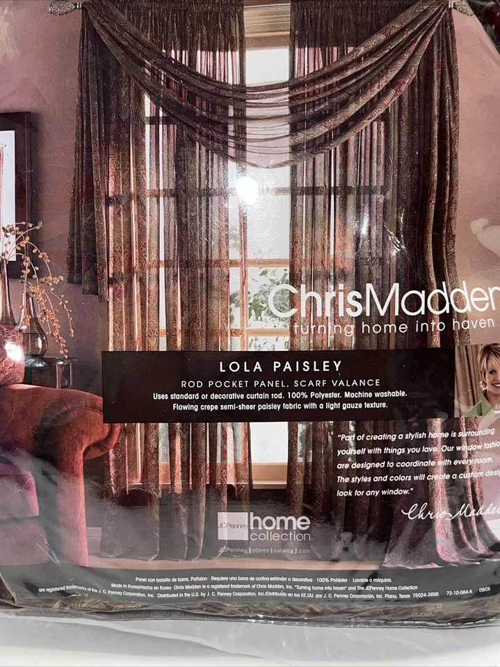 CHRIS MADDEN Lola пейсли шарф Valance 42w x 216L лот из 2 - Изображение 2 из 4