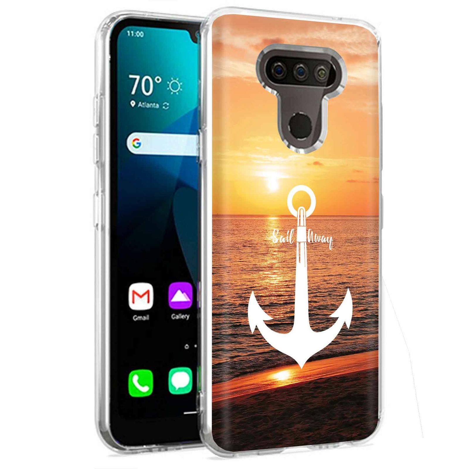 Phone Case for LG Harmony 4,Xpression Plus 3,K40S, Sail Away Anchor Print