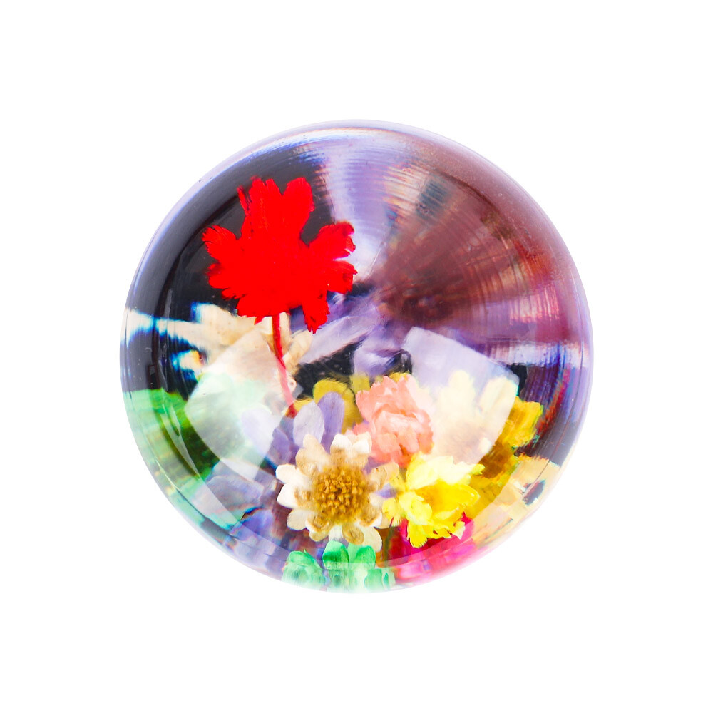1Pcs Universal JDM Racing Clear Crystal Real Flowers Shift Knob