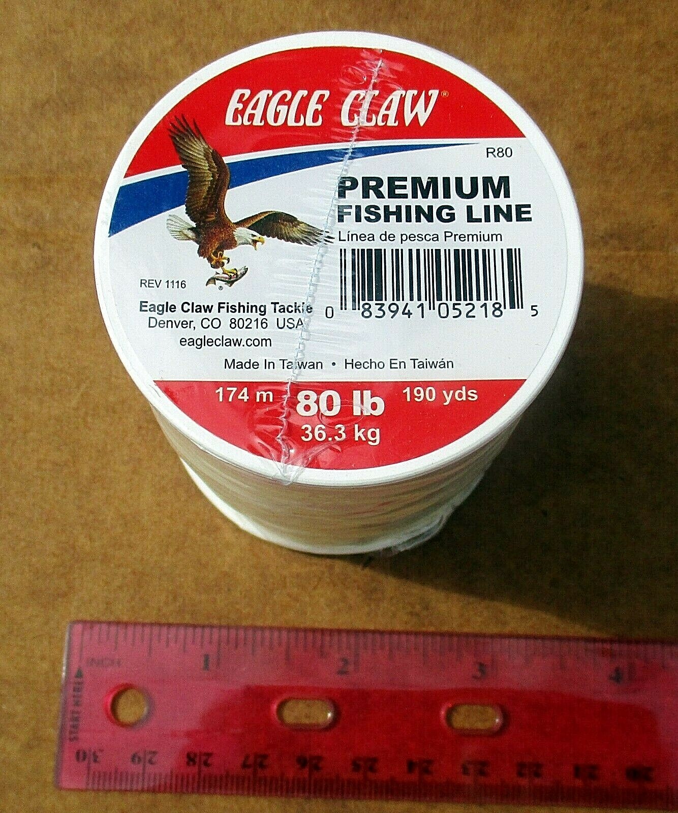 CLEAR Mono Premium Eagle Claw Fishing Line 80 Pound Test 190 yds Shark