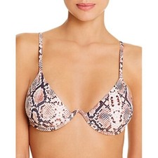 NWT AQUA Swim Straw Triangle Underwire Bikini Top  Belted Snakeskin Set Medium