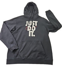 Nike Just Do It Hoodie Men Size L Black Red Swoosh Pullover Sweatshirt READ
