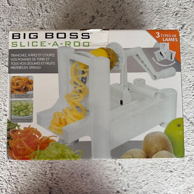 Big Boss Slice-A-Roo Gemüse Obst Spiralisierer und Schäler mit 3 Klingen Weiß