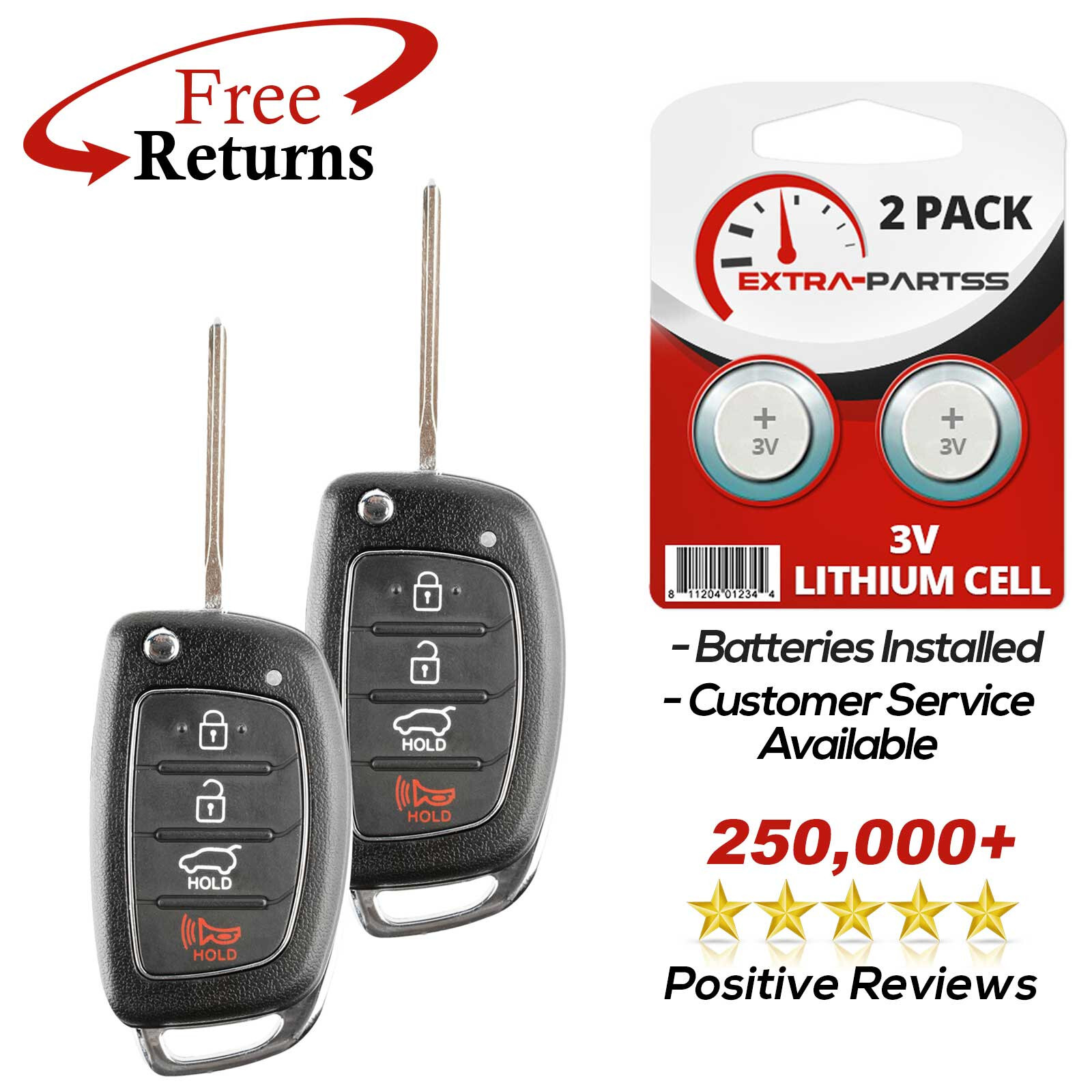 2 Remote Keyless Entry Smart Fob Key Replacement For Hyundai 4b (TQ8-RKE-4F25)
