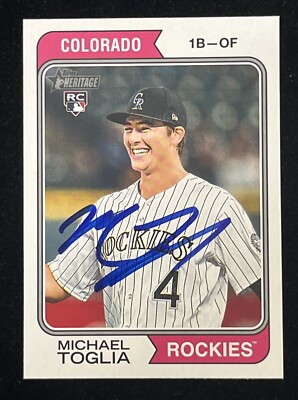 MICHAEL TOGLIA Signed 2023 Topps Heritage Baseball Card High Num SP #724 RC AUTO