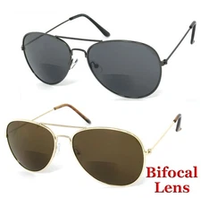 1 or 2 Pairs Mens Pilot Inner Bifocal Tinted Sun Reader Reading Sunglasses UV