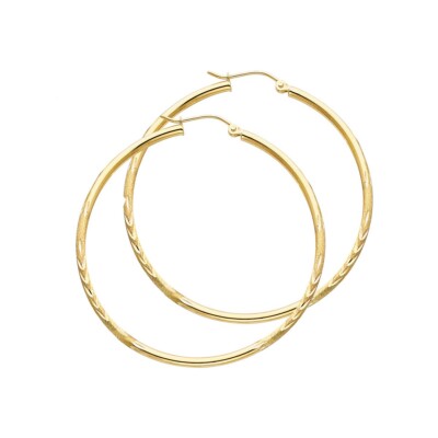 Creolen 14 Karat Gelbgold 2 mm Diamantschliff