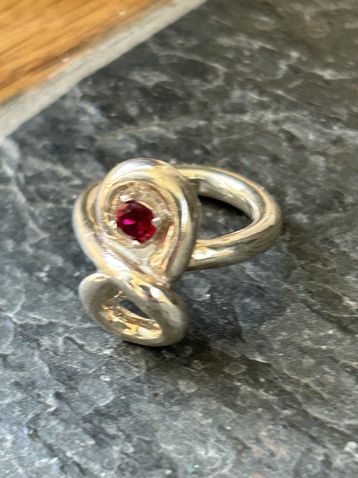 Ruby Infinity Shape Sterling Silver RING Size 4.5… - image 7