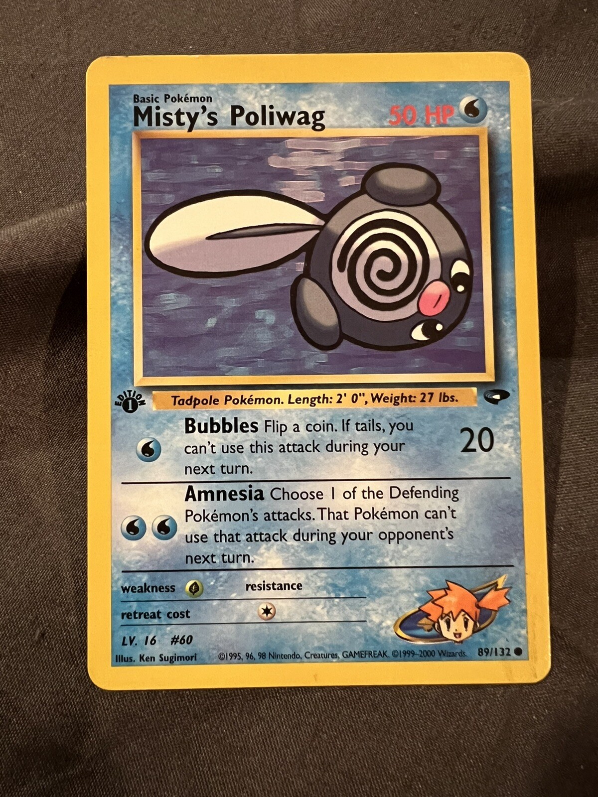 Misty's Poliwag - 1st Edition - NM - 2000 Pokémon WOTC - Gym Challenge - 89/132