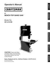 Owner’s Manual & Parts List Sears Craftsman 9” Band Saw - Model 351.214190