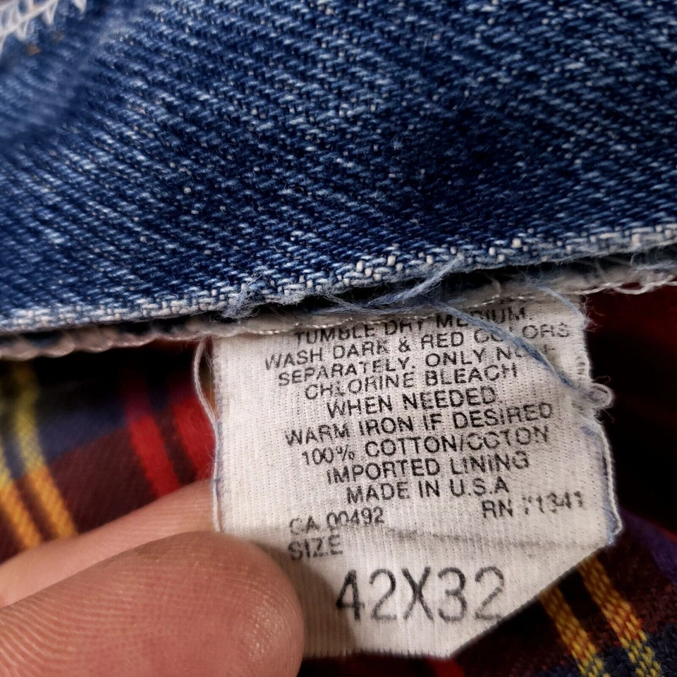 Flannel Lined 42x32 L.L. Bean Jeans USA MADE VINTAGE Quality 80s 90s Tapered - Image 4 of 4