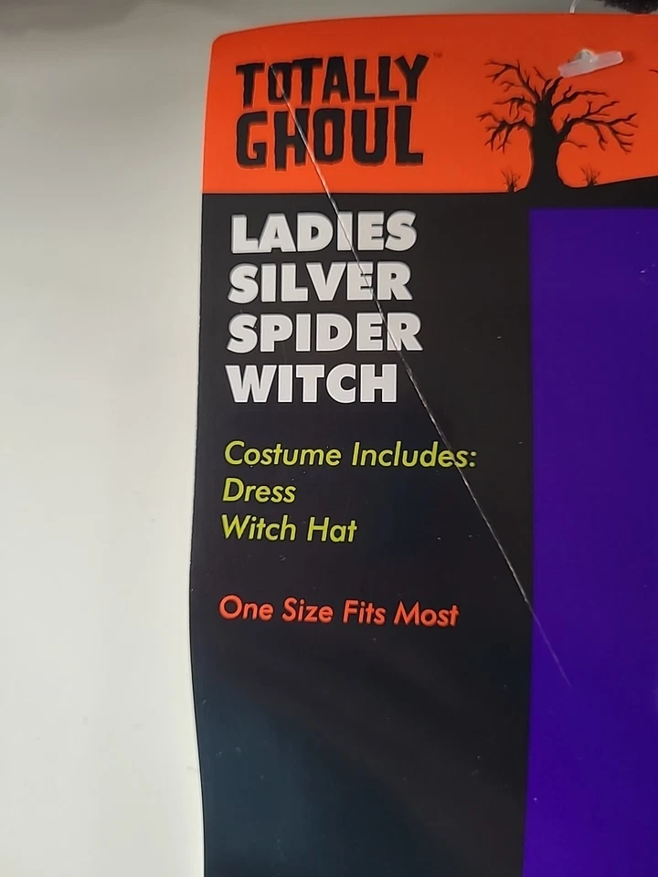 Totalmente Ghoul Damas Araña Plateada Bruja Halloween Disfraz Vestido Bruja Sombrero Nuevo Foto 3 de 4