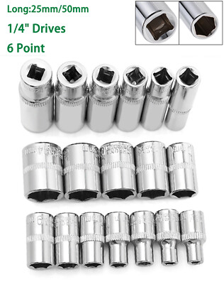 6-Point Shallow Socket Set - 6mm To 32mm In 1/4", 3/8", And 1/2" Drive Sizes, Chrome Vanadium Steel